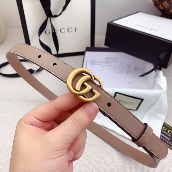 2 cm Gucci Monogram Fashion Double G Buckle GG Belt Tan 90/36 - Picture 3 of 9